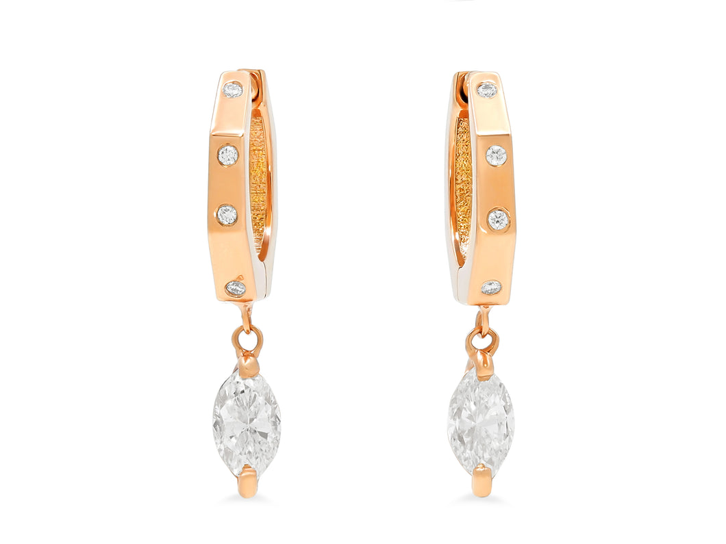 Kazanjian Diamond Huggie Earrings Set in 16K Red Gold