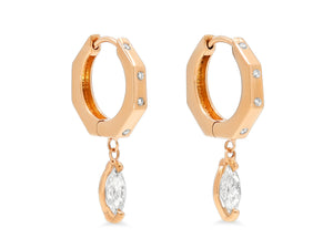 Kazanjian Diamond Huggie Earrings Set in 16K Red Gold