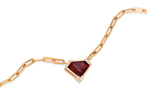 Kazanjian Shield Cut Ruby, 2.70 carats, and Diamond Pendant Set in 16K Red Gold