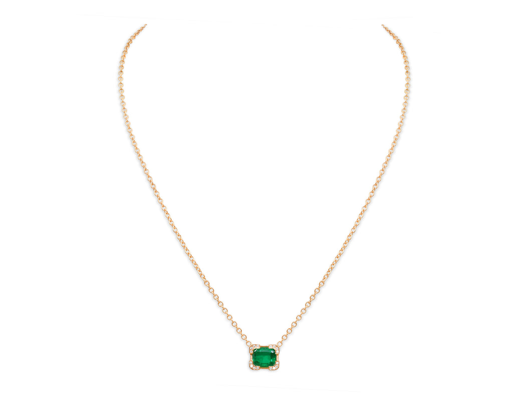 Kazanjian Colombian Emerald, 2.01 carats, & Diamond Pendant in 16K Red Gold