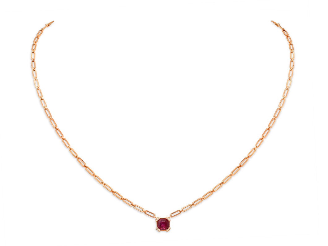 Kazanjian Ruby, 1.07 carats, & Diamond Pendant in 16K Red Gold