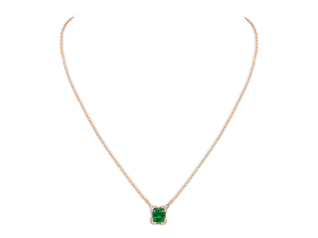 Kazanjian Emerald, 2.49 carats, & Diamond Pendant in 16K Red Gold