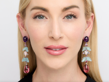 Load image into Gallery viewer, Kazanjian Amethyst, Aquamarine &amp; Tourmaline Earrings in 18K White Gold
