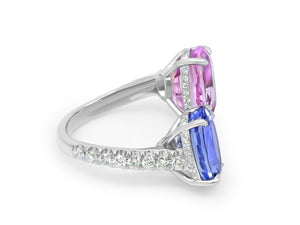 Kazanjian Pink & Blue Sapphire Bypass Ring in Platinum