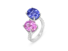 Load image into Gallery viewer, Kazanjian Pink &amp; Blue Sapphire Bypass Ring in Platinum
