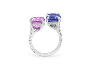 Kazanjian Pink & Blue Sapphire Bypass Ring in Platinum